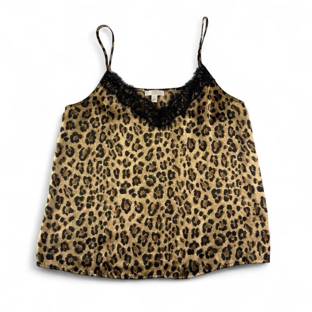 Abound Leopard Print Satin Cami in Gold and Black. Adjustable Straps. Size S